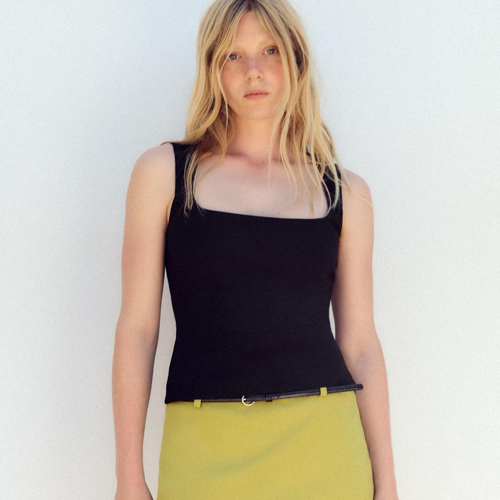 Zara Black Square Neck Top